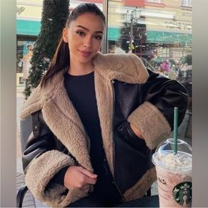 ZARA NWT BLOGGERS FAV DOUBLE FACED BIKER JACKET 🤎
